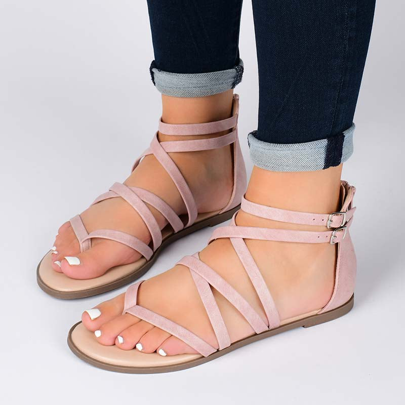 Kaylee Brown Leather Gladiator Sandals – SaintG India