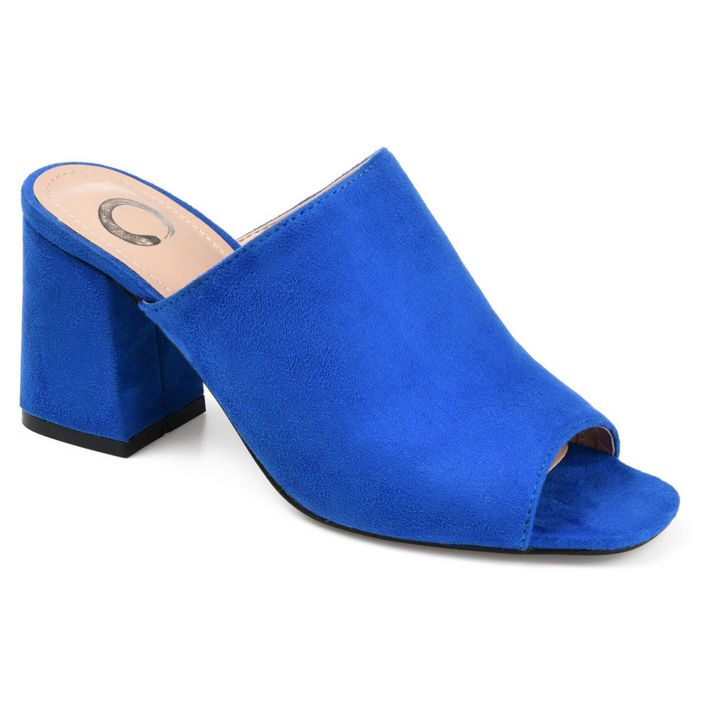 ADELAIDE MULE BLOCK HEELS IN FAUX SUEDE