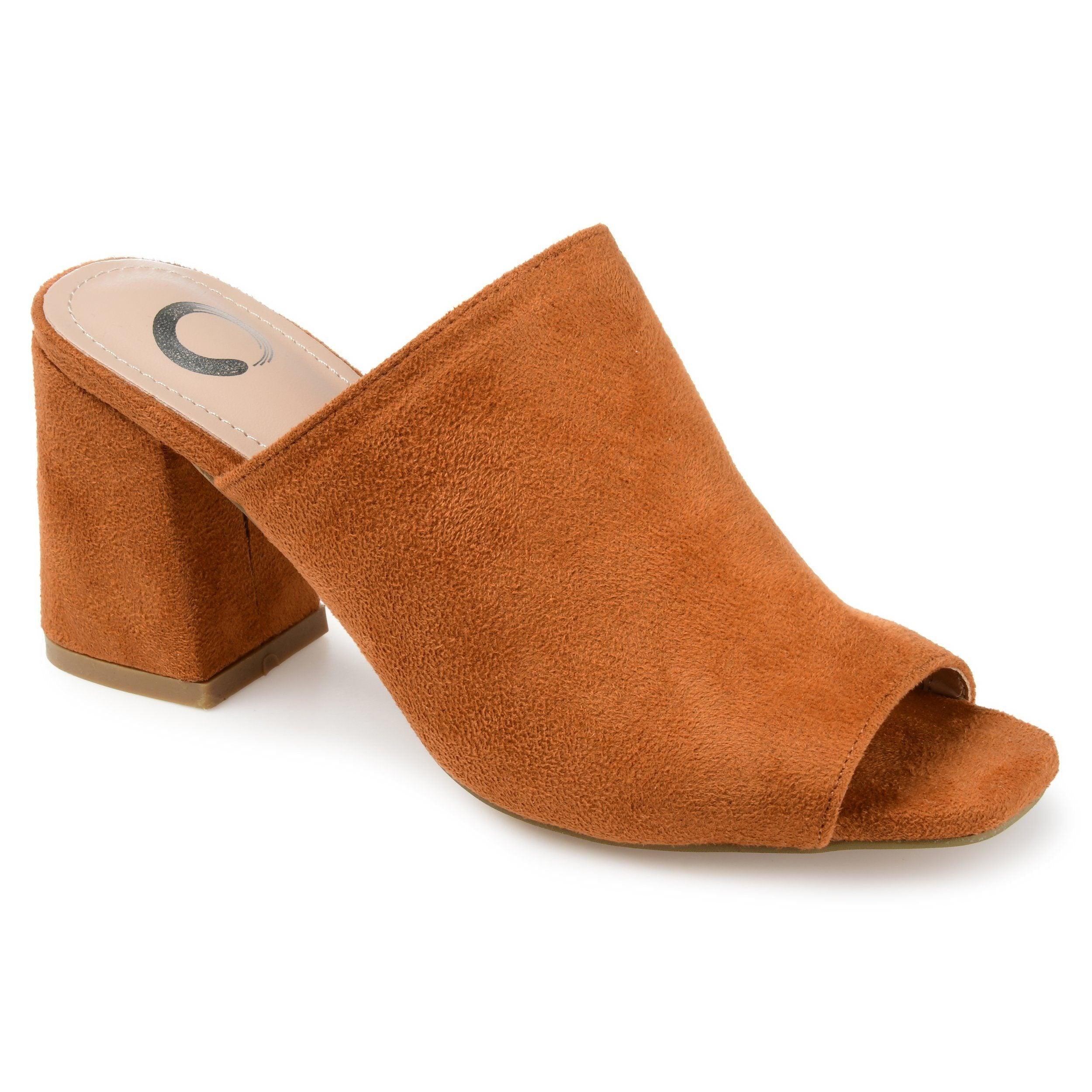 ADELAIDE BLOCK HEELED MULES IN FAUX SUEDE – Journee Collection