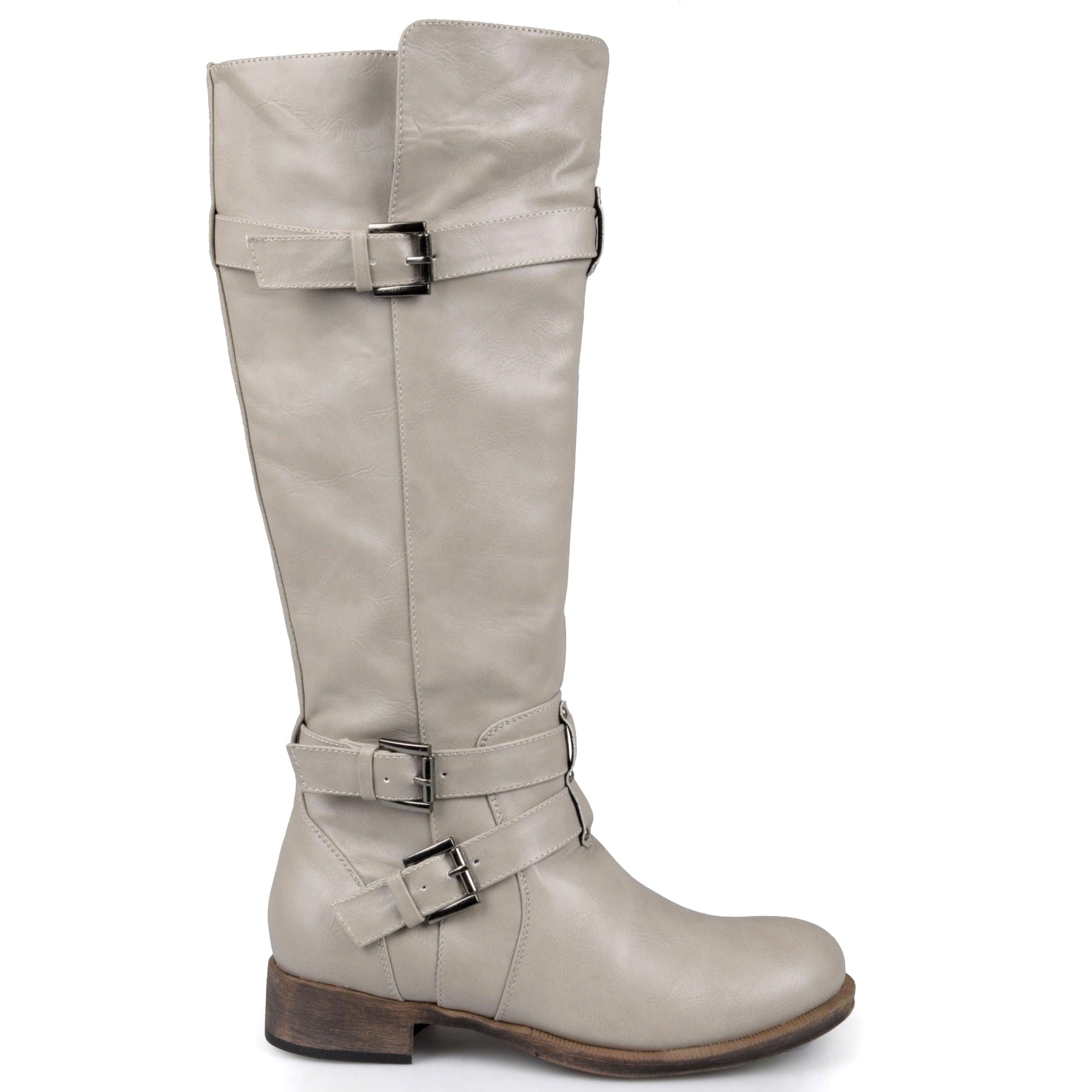 Bite Wide Calf Riding Boots, Dainty Straps Boots