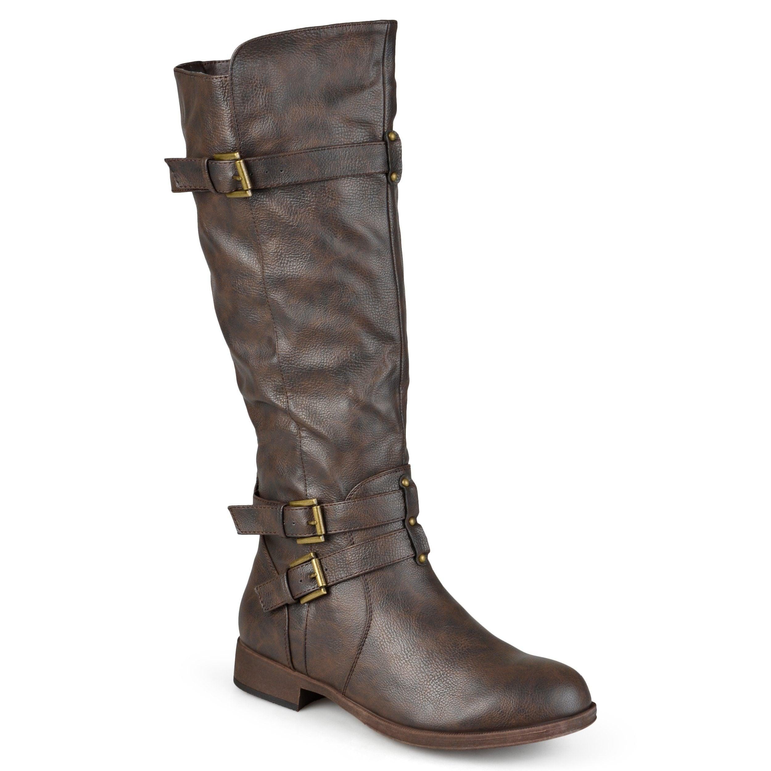 Bite Wide Calf Riding Boots, Dainty Straps Boots