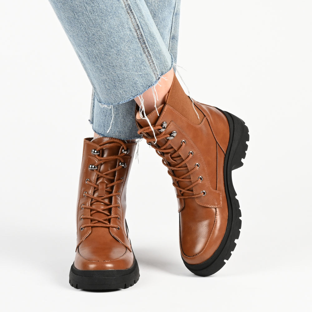 HALLAM LACE-UP BOOTIES IN FAUX LEATHER