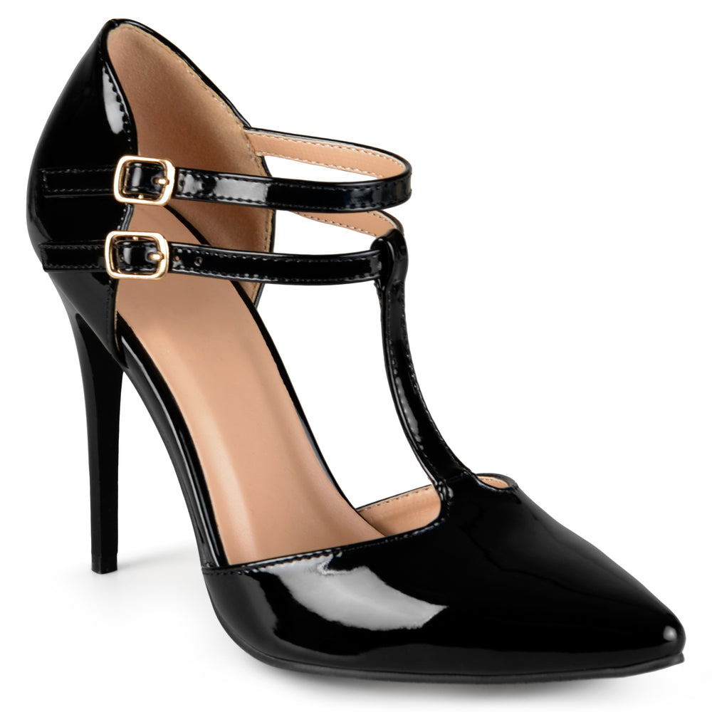 TRU T-STRAP STILETTO PUMP HEELS IN WIDE