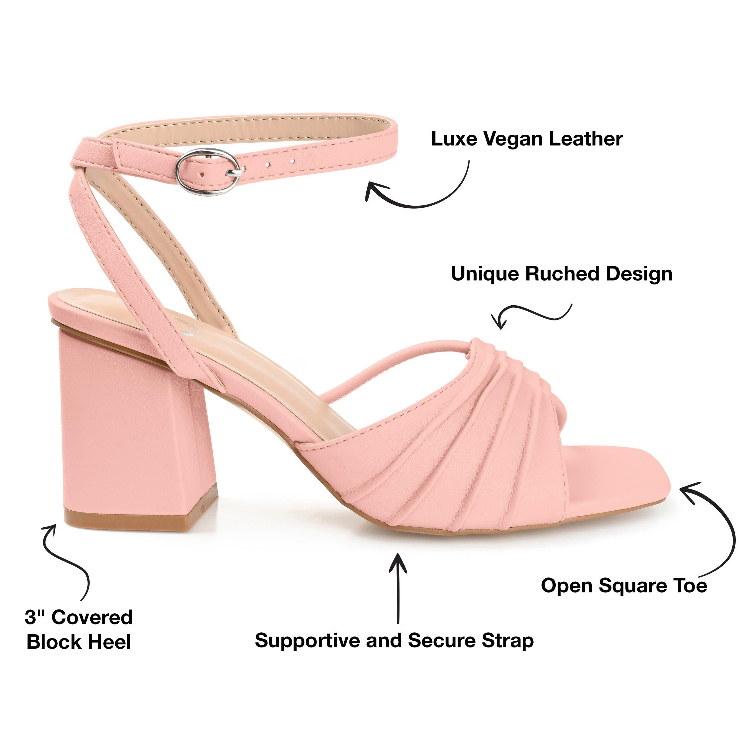 Amazon.com | Carcuume Women's Strappy Heels 4-inch Chunky Block Heel Open  Toe Ankle Strap Comfortable Party Wedding Shoes,AMBER-Hot Pink Su-6 | Heeled  Sandals