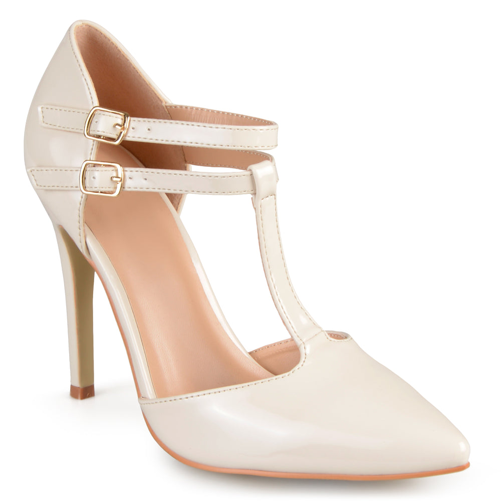 TRU T-STRAP STILETTO PUMP HEELS IN WIDE