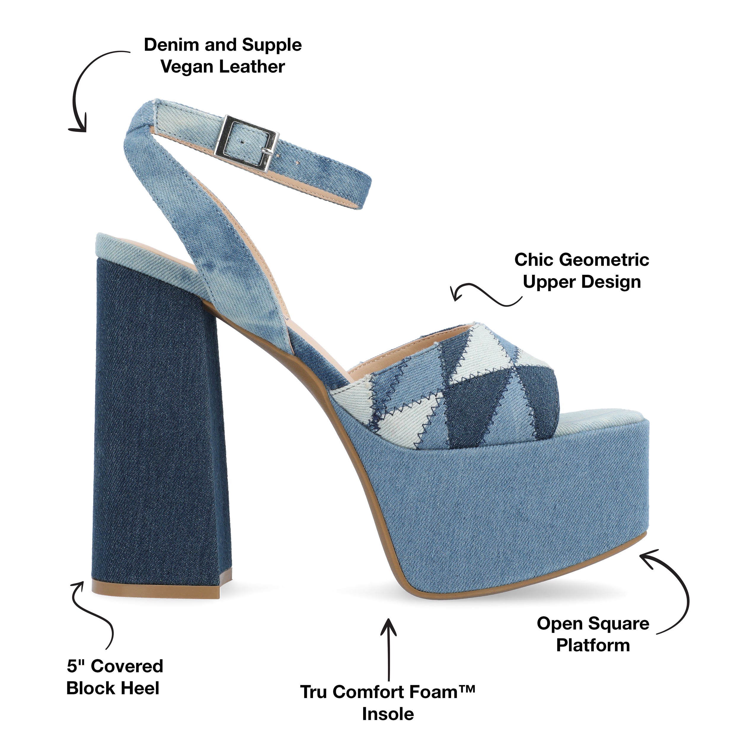 Buy Blue Deni Solid Block Heels by Foot Fuel Online at Aza Fashions.