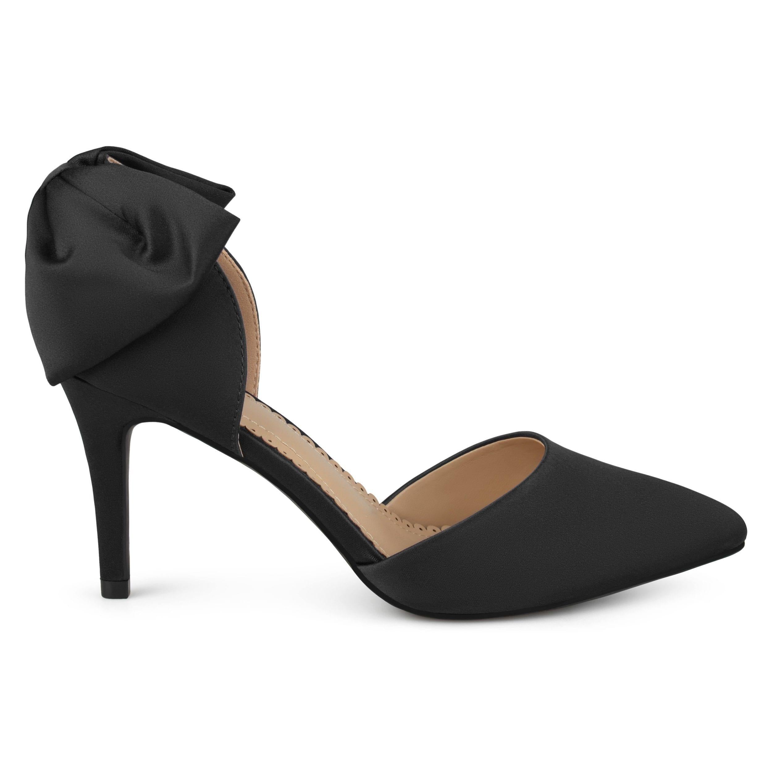 Women Black High Heels Bows Pointed Toe Stiletto Heel Ankle Strap