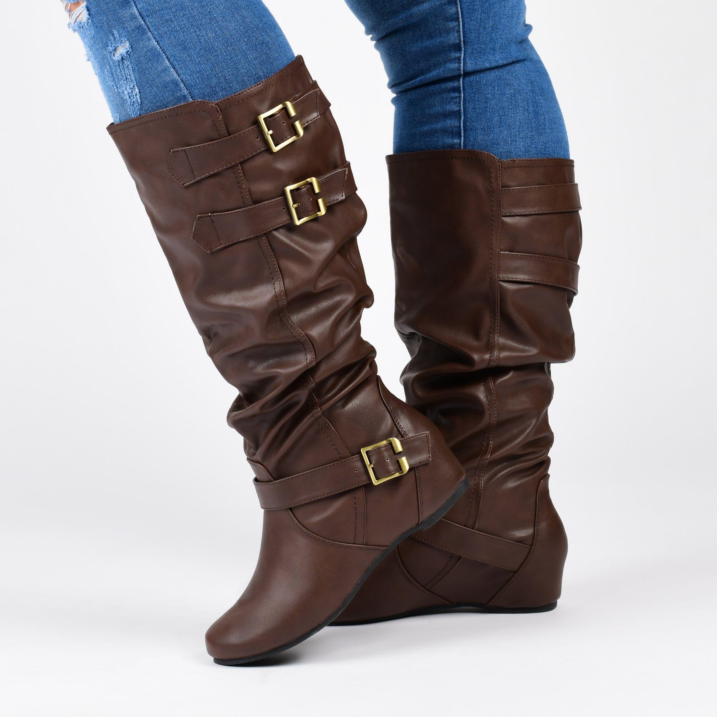 Two tone wide calf boots Clearance