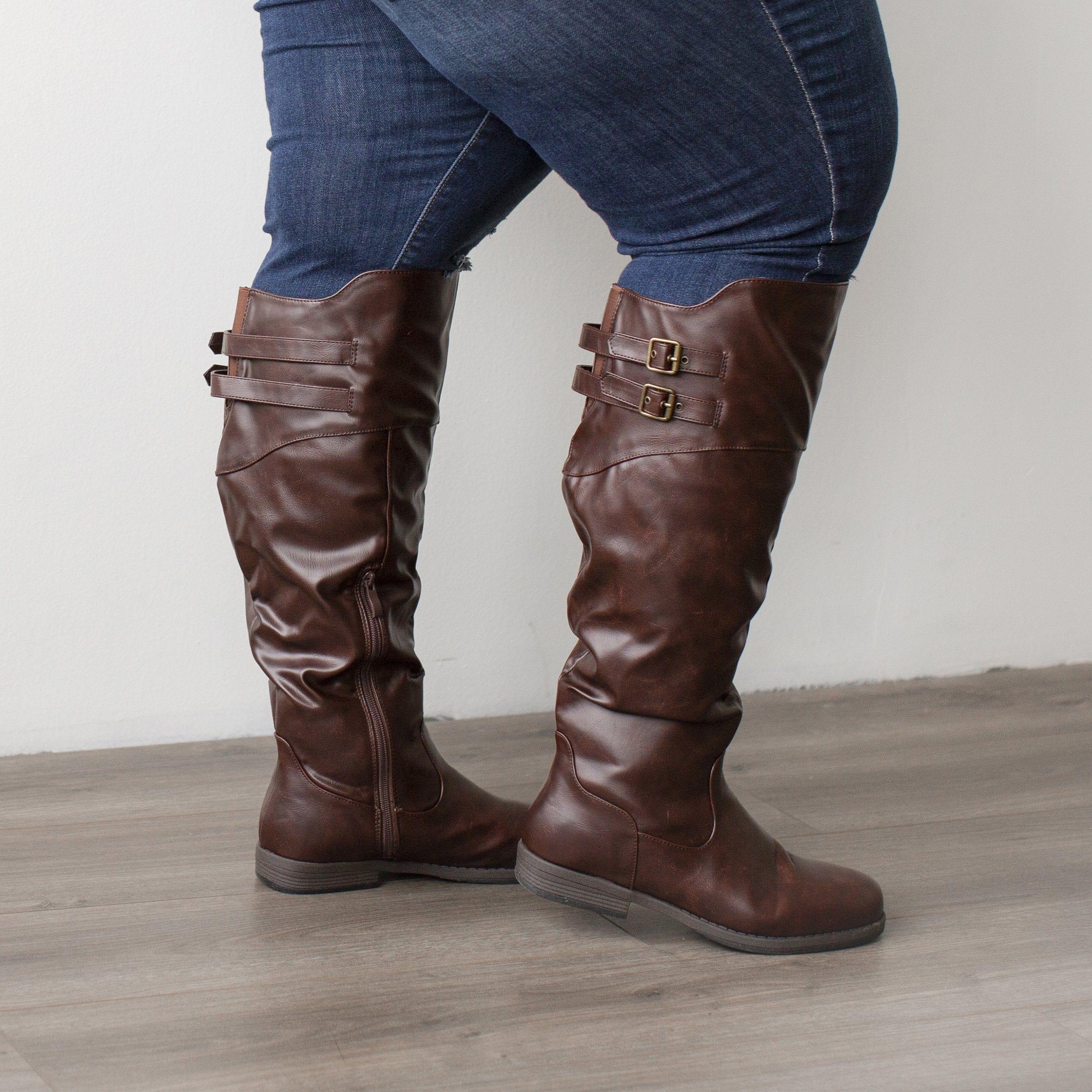 Two tone wide calf boots Clearance