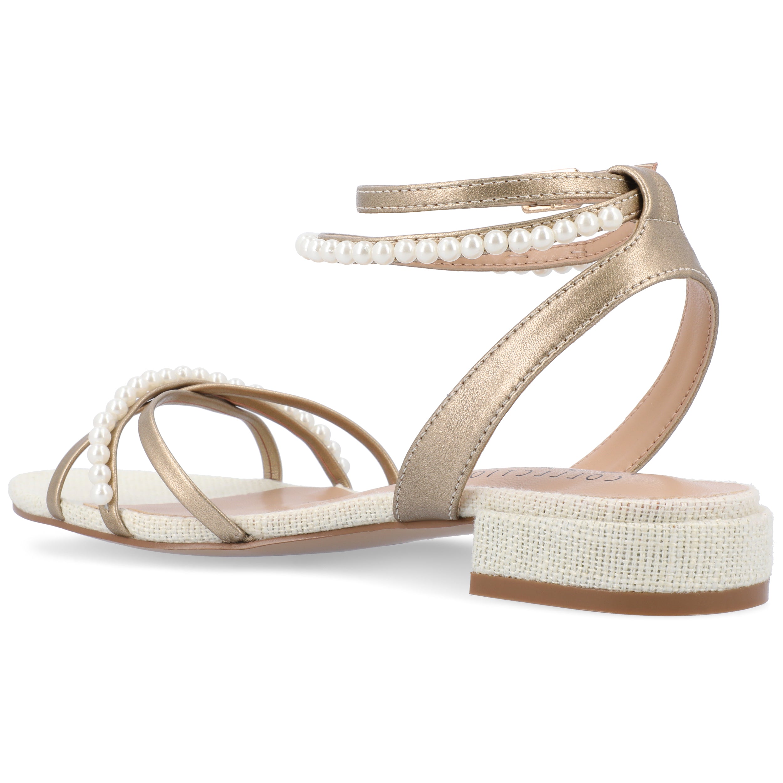 Journee Collection Womens Tulsi Faux Pearl Ankle Strap Covered